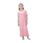 Verve Jelly Fille Manches Courtes Chemise de Nuit Vêtements de Nuit Couleur unie A Volants Princesse Chemises de Nuit Chemises de Nuit Pyjamas Chemise de Nuit Rose 150 10-12 ans