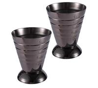 Verve Jelly Jigger Spirit Mesure, acier inoxydable à mesurer la tasse de tir Onedce Jigger Bar Liqueur de mélangeur à boisson à cocktails Tasse à mesurer pour bar, noir, 2 pack