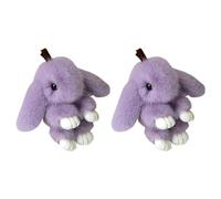 Verve Jelly Lot de 2 porte-clés en forme de lapin avec pompon mignon porte-clés en peluche pour décoration de voiture, violet clair