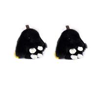 Verve Jelly Lot de 2 porte-clés en peluche lapin mignon pendentif pour sac à main porte-clés porte-clés lapin moelleux porte-clés pompon décoration pour bricolage Pâques Halloween Noël ornement, noir