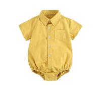 Verve Jelly nouveau-né bébé garçons barboteuse pantalon à manches courtes bouton vers le bas body haut chemise couleur unie combinaison été vêtements ensemble