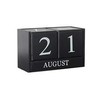 Verve Jelly Pailation Cales Block, Table Calendar Dice, Couleur Blanc avec Cube Light Standard, Éternel Calendrier Home Office Decoration, noir