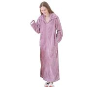 Verve Jelly Peignoir à Fermeture éclair pour Femme Manteau de Maison en Polaire Robe Longue de Maison Manches Longues Peignoir avec Poches Violet 3XL