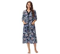 Verve Jelly Peignoir à manches 3/4 avec fermeture éclair pour femme - Imprimé floral - Léger - Avec poches, Floral 1, L
