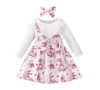 Verve Jelly Robe de Pâques pour bébés filles avec nœud princesse Tutu de fête vêtements pour bébés filles vêtements d'automne rose manches longues 2-3 ans