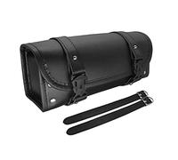 Verve Jelly Sac de Selle de Moto en Cuir PU Fait à la Main pour Guidon de Moto, Sac à Outils Rond en Forme de tonneau, Sac à Outils étanche avec Sangles, pour Moto Scooter Avant ou côté (Grand)