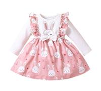 Verve Jelly Tenues de Pâques pour bébé fille, jupe tutu à manches longues imprimée de lapin, robe à volants, vêtements roses, 18 à 24 mois