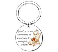 Vervebhy Mamie Porte Clef -Quand on est une super mamie, on a forcément des super petits-enfants- Grand Anniversaire Fete Des Meres Retraite Remerciement Cadeau