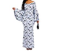 VERWIN Robe Moulante pour Femme a Volants a Manches Longues Imprimer Maxi Dress Wrap Party Dress Robe Longue L