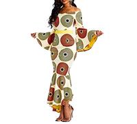 VERWIN Robe moulante pour femme - Robe longue à volants et manches longues, jaune, XXL
