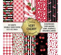 Very Cherry Fruit Patterned Double-Sided Square Craft Paper 8.5" x 8.5": Decorative Specialty Paper for Scrapbooks, Junk Journals, Origami, Cardmaking
