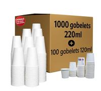 Very Wood Compagny 1000 Gobelets jetables + 100 Gobelets cafe offert, en papier carton pour boissons chaudes et froides, 220 ml, de qualité supérieure pour le café, le café latté, le macchiato.