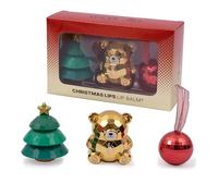 verybella - Baume à lèvres de Noël 3 pièces - Baume à lèvres en forme de sapin de Noël, ours, boule de Noël - 2 parfums fraise et vanille - Baume à lèvres pour entretenir et protéger - Idée cadeau
