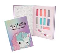 Verybella Journal de maquillage à effet irisé motif licorne, contient 8 couleurs de fards à paupières clairs et foncés, 2 crayons de soin des lèvres, 2 applicateurs et pages lignées où vous pouvez