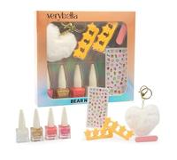 Verybella Kit de manucure optimale contenant 4 vernis à ongles de couleur, 1 lime, 2 séparateurs d'orteils souples, des autocollants colorés pour les ongles, 1 porte-clés en forme de cœur