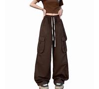 Veryin Femmes Baggy Cargo Pantalon Goth Y2K Streetwear Joggers Large Leg Taille Haute Casual Trendy Boyfriend Pantalon avec Poches