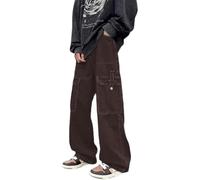 Veryin Femmes Baggy Jeans Y2K Boyfriend Jeans Mode Taille Haute Casual Pantalon Ample Parachute Pantalon avec Poches