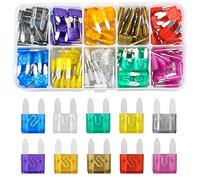 Vesaneae 120 Pièces Mini Fusible de Voiture, Universel Fusible Mecanique Moyenne, Micro Fusibles Automobile, Lame Fuse Set avec Extracteurs de Fusibles, Fusible à Lame pour Auto Truck RV Camion Moto