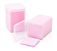 Vesaneae 400 Pièces Lingettes Non Pelucheuses, Lingettes à Ongles Carré, Carré Lingette en Cellulose, Ongles Gel Vernis Remover Wipes, Lingettes Dissolvant Préparation et Finition de Manucure (Rose)