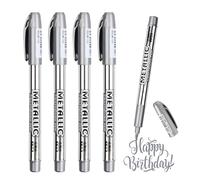 Vesaneae 4pcs Or et Argent Stylos Marqueurs Métalliques,Permanents Feutres Marqueurs Métallisés Métalliques Brillants pour Scrapbooking,DIY Album (Argenté)