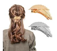 Vesaneae Lot de 2 Barrettes à Cheveux Vintage Métal, Pinces à Cheveux Forme de Feuille, Barrette Queue de Cheval, Minimaliste Cheveux Barrettes, Accessoire Cheveux pour Femme Fille (Doré + Argenté)