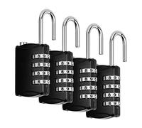 Vesaneae Lot de 4 Cadenas 4 Chiffres, Cadenas à Code Serrure Combinée, Cadenas Casier Imperméabiliser Cadenas à Combinaison, Cadenas Code pour Casier, Gymnase, école, Portail, Hangar, Garage, Noir