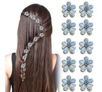 Vesaneae Mini Pinces à Cheveux en Diamant, Pinces à Cheveux Forme Fleur, Pinces à Cheveux Antidérapantes, Barrette Clip, Clips de Griffe en Métal, DéCoratifs Pour Cheveux, Pince Cheveux (Bleu)