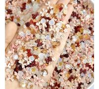 Vesavifaka 300 pièces Charms d'ongles Automne Hiver, Pierres d'ongles Noeud Café Marron, Strass Rose Fleur Papillon, Design Mini Papillon Noeud Fleurs Décoration d'ongles 3D