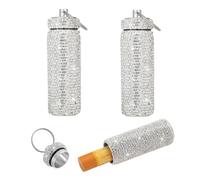 Veseek Chapstick - Lot de 2 porte-clés pour baume à lèvres brillant à lèvres - Étui portable en métal pour sac à main - Accessoires mignons pour femme (argenté)