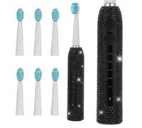 Ves iamond Sonic Brosse à dents électrique rechargeable pour adultes avec 6 têtes de brosse à dents vibrantes, 5 modes, charge rapide USB-C, minuterie intelligente de 2 minutes, étanchéité IPX7