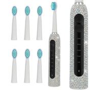Ves iamond Sonic Brosse à dents électrique rechargeable pour adultes avec 6 têtes de brosse à dents vibrantes, 5 modes, charge rapide USB-C, minuterie intelligente de 2 minutes, étanchéité IPX7