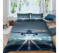VesFy Avion Cool Parure De Lit Housse De Couette 3 Pièces Avions Microfibre Ensemble De Literie Fermeture Éclair 3D Imprimé avec Taies d'oreiller pour Adultes Filles Garçon Double（200x200cm）