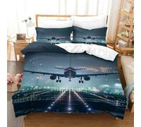 VesFy Avion Cool pour Adultes Et Enfants 3D Imprimé Avions Housse De Couette Housses De Couettes Microfibr avec Taies E avec Fermeture À Glissière Parure De Lit 3 Pièces Single（240x200cm）