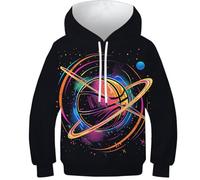 VesFy Basket-Ball créatif Sweatshirt 3D Imprimer Sports Hoodies Sweats Costume pour Enfants Capuche Manches Longues Hauts Décontractés avec Poche Kangourou pour Enfants Garçons Filles 12-14Y