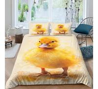 VesFy Canard Jaune pour Adultes Et Enfants Housses De Couettes 3D Imprimé Animaux Mignons Housse De Couette E avec Fermeture À Glissière Parure De Lit avec Taies Microfibr 3 Pièces Double（200x200cm）