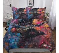 VesFy Guitare Housses De Couettes 3D Imprimé Musiqueal Instrument Housse De Couette pour Adultes Et Enfants Parure De Lit E avec Fermeture À Glissière avec Taies Microfibr 3 Pièces Double（200x200cm）