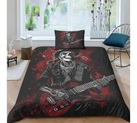 VesFy Guitare Parure De Lit 2 pièces Imprimé Motif Sets Housse De Couette avec Taies d'oreiller 3D De Imprimé Rock and Roll Literie en Microfibre pour Adultes Enfants Filles Single（135x200cm）