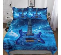 VesFy Guitare pour Adultes Et Enfants Housse De Couette Housses De Couettes 3D Imprimé Musiqueal Instrument Parure De Lit Microfibr avec Taies E avec Fermeture À Glissière 3 Pièces Double（200x200cm）