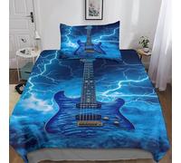 VesFy Guitare pour Adultes Et Enfants Housses De Couettes 3D Imprimé Musiqueal Instrument Housse De Couette Microfibr E avec Fermeture À Glissière Parure De Lit avec Taies 2 Pièces Single（135x200cm）