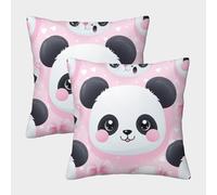 VesFy Housse Coussin Cartoon Panda Lot De 2 Taies d'oreiller Animal Carrée Housse Oreiller Décoratif Canapé pour Canapé Lits Chaises Voiture Salon Maison Décor 45x45cm