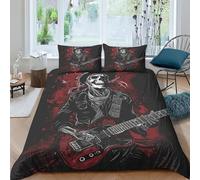 VesFy Impression 3D Guitare Literie Parure De Lit 3 Pièces Rock and Roll Housse De Couette Microfibre avec Fermeture Éclair Taies D’Oreiller pour Adultes Enfants Filles Garçon King（220x240cm）
