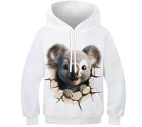 VesFy Koala Costume pour Enfants 3D Imprimer Animal Hoodies Sweat Sweatshirt Capuche Manches Longues Hauts Décontractés avec Poche Kangourou pour Enfants Garçons Filles 13-15Y