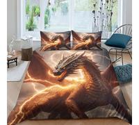 VesFy Literie Dragon Housse De Couette Sets De Microfibre Éclair Parure De Lit Modern Ensemble Literie 3 Pièces Taies D’Oreiller pour Adultes Enfants Filles Garçon Double（200x200cm）