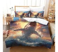 VesFy Literie Requin Housse De Couette 3 Pièces Ensemble Literie 3D Animaux Marins Imprimé Ensembles Parure De Lit Microfibre Et Taies d'oreiller pour Adultes Filles Garçon Single（140x200cm）