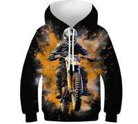 VesFy Moto d'art Sweats Sweatshirt Costume pour Enfants 3D Imprimer KNuit Hoodies avec Poche Kangourou Capuche Hauts Décontractés Manches Longues pour Enfants Garçons Filles 8-20Y