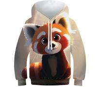 VesFy Panda Roux Costume pour Enfants 3D Imprimer Animaux Hoodies Sweat Sweatshirt Capuche avec Poche Kangourou Hauts Décontractés Manches Longues pour Enfants Garçons Filles 11-13Y