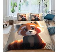 VesFy Panda Roux pour Adultes Et Enfants Housses De Couettes 3D Imprimé Animal Housse De Couette E avec Fermeture À Glissière Parure De Lit avec Taies Microfibr 3 Pièces King（220x240cm）