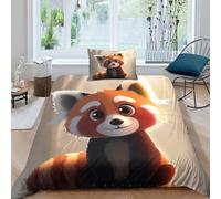 VesFy Panda Roux pour Adultes Et Enfants Housses De Couettes 3D Imprimé Animal Housse De Couette Microfibr avec Taies Parure De Lit E avec Fermeture À Glissière 2 pièces Single（135x200cm）