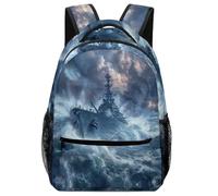 VesFy Sac À Dos GarçOns Navires De Guerre Sympas Cartables Enfants VéHicules Sac D'Ecole Sac De Voyage Sac Scolaire Pour Enfants, GarçOns Filles Adolescents One Size