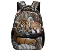 VesFy Sac A Dos Pour Garçon Tigre et panda roux Cartable Animauxs Sacs D'école Sac Ecole Sac Scolaire Pour Enfants, Garçons Filles Adolescents One Size